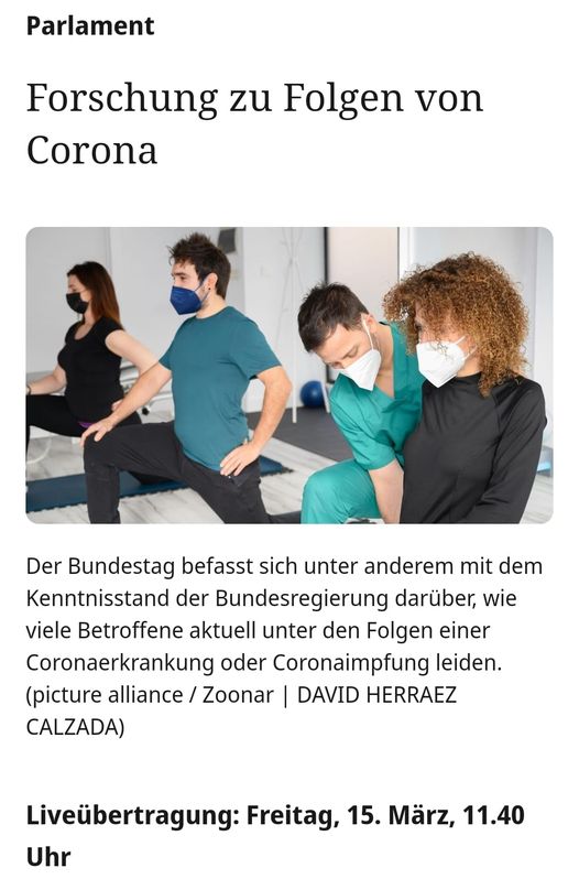 Bundestag Forschung zu Folgen von Covid